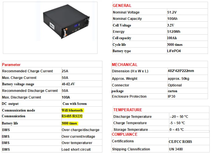Mottcell LFP LiFePO4 Battery 48100 Lifepo4 48V 100ah Battery For UPS