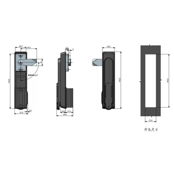 Handle Plane Cabinet Latch Lock Plastic Black 3 Point Panel Board Door Lock