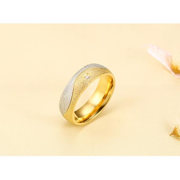 Diamond Shape Galaxy Stainless Steel Rings Silver 18K Gold Plated Two Tone Sandblasted