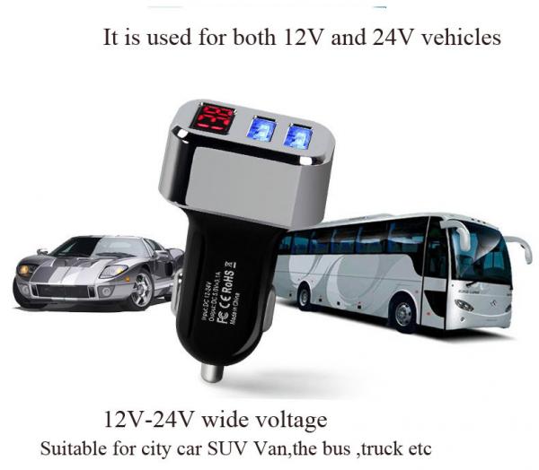 Quality 3.1A dual usb car charger with led display factory for sale