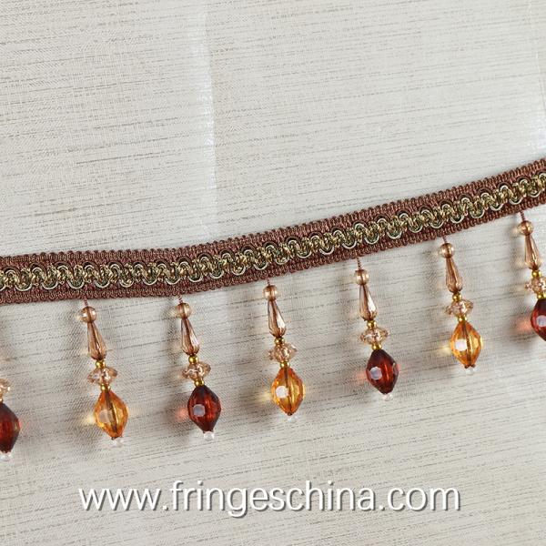 Handmade fashionable chain beads lace tassels fringes for curtain/sofa/pillow decoration