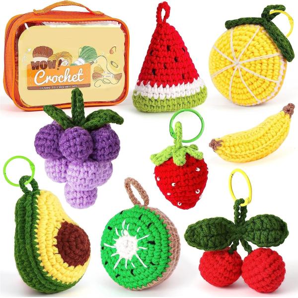 Beginner Crochet Kit - Hand-Crochet, Decorative Keychain, Crochet Kit for Beginners with Step-by-Step Instruction