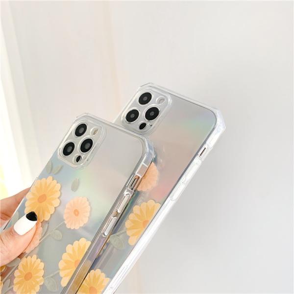 High Clear Designer Cell Phone Cases TPU Daisy Flower Electroplated Paper
