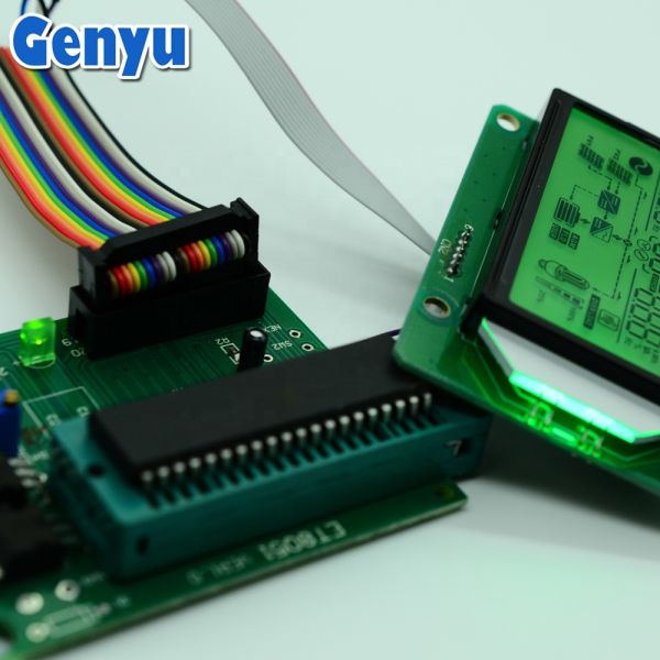Lcd Genyu Monochrome Cob Design TN/HTN/STN/FSTN Display Modules 7 Segment Lcd Board 76*58 mm Display Size and Green LEDs