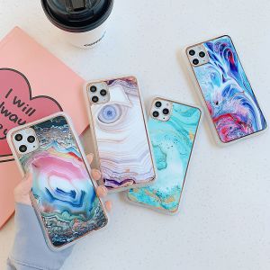China Luxury Marble Phone Cases TPU Scratchproof Lasered Glass Cover wholesale