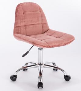 China Blush Pink Velvet Upholstered Home Office Chair Wood With Swivel Adjustable Height Leg wholesale