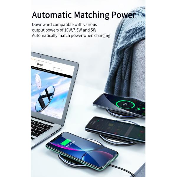 Mirror Desktop Qi Wireless Phone Charger Magnetic 15W With 1m Cable Type-C