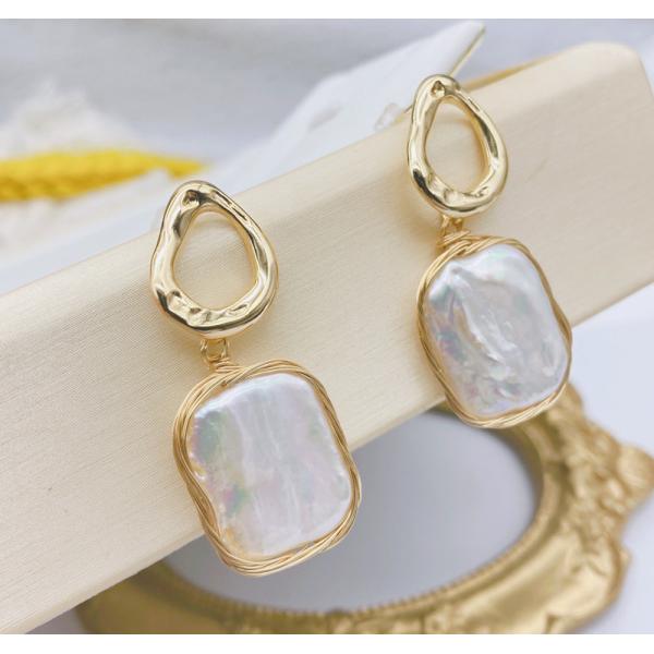 Natural Baroque Pearl Earring Fashion Irregular Pearl Dangle Earrings For Women Baroque Freshwater Pearls Hoop Earrings