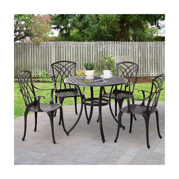 Modern Design Style Iron Frame Cast Aluminum Dining Furniture Set with Round