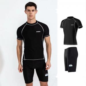 China Simple Two Piece Mens Swimsuit Short Sleeved Male Swimming Costume wholesale