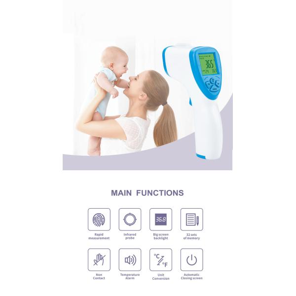 Digital Infrared Baby Thermometer , Medical Forehead And Ear Thermometer