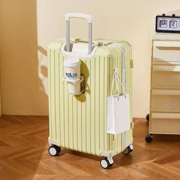Multi-Stage Telescopic Rod Suitcase with Side Hook Unisex Multi-Function Spinner Luggage Cup Holder 210D Polyester Lining