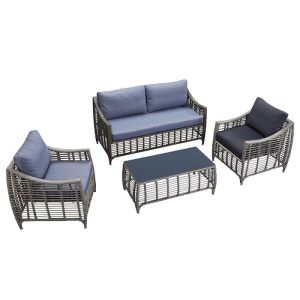 Outdoor Sofa 4 PCS PE Rattan Wicker Garden Furniture
