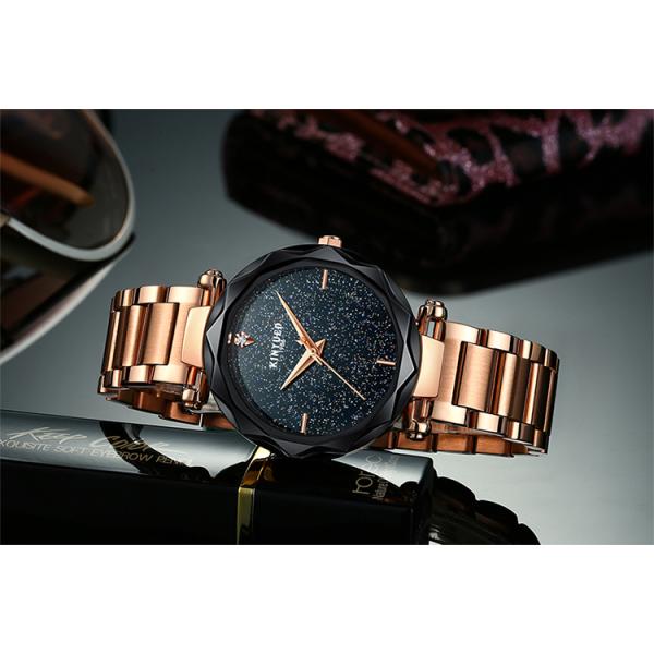KINYUED stainless steel quartz movement women stainless steel band waterproof wrist watch