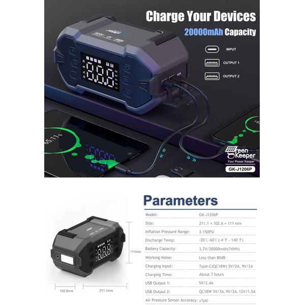 12V Type-C Car Battery Charger Jump Starter for Fast Charging Electric Auto Battery