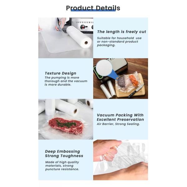 Embossed Vacuum Sealer Black Bags PE Dry Frozen Food Packaging Bag