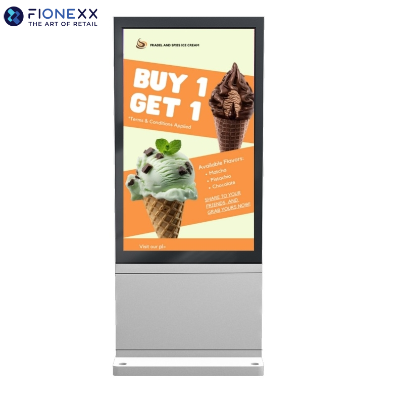 China 49 inch Silver Windows Outdoor Fanless Vertical Digital Totem wholesale