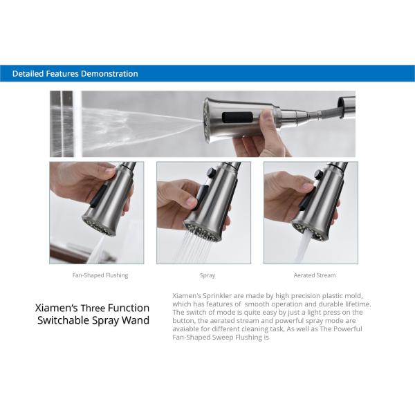 SUS304 Stainless Steel Kitchen Sink Extendable Tap DC6V Flexible Kitchen Mixer Tap