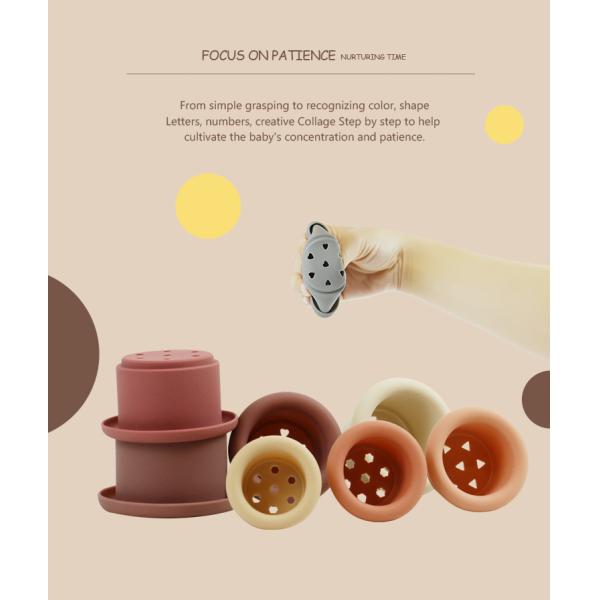 Educational Silicone Stacking Cups For Teething Building Blocks