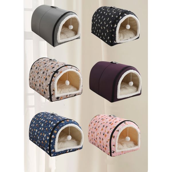 Waterproof Dog Cave Bed Indoor All Seasons Universal Warm Pet Nest With Villa Mattress