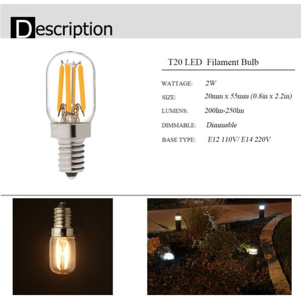 2W 4W LED Night Light Bulb T20 T22 E14 E12 230V