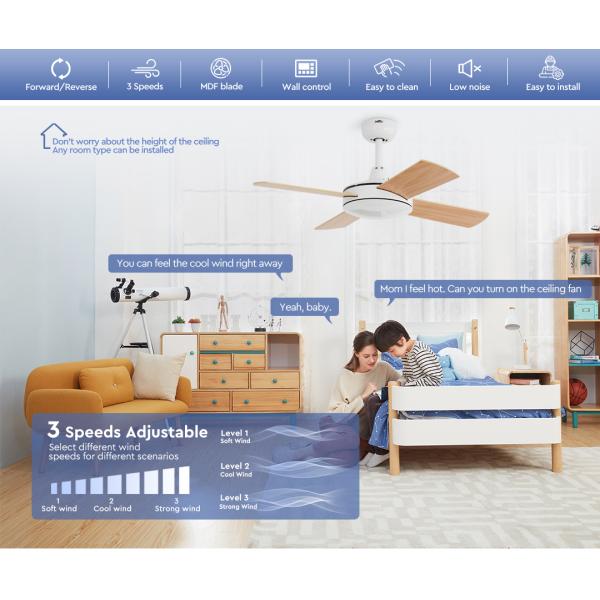 36 Inches Small Ceiling Fan with MDF Blade and AC Motor for Home/Office/School