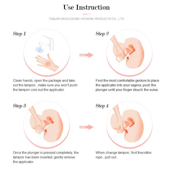 Cleaning Function Organic Cotton Tampons for Women's Menstrual Care Necessities