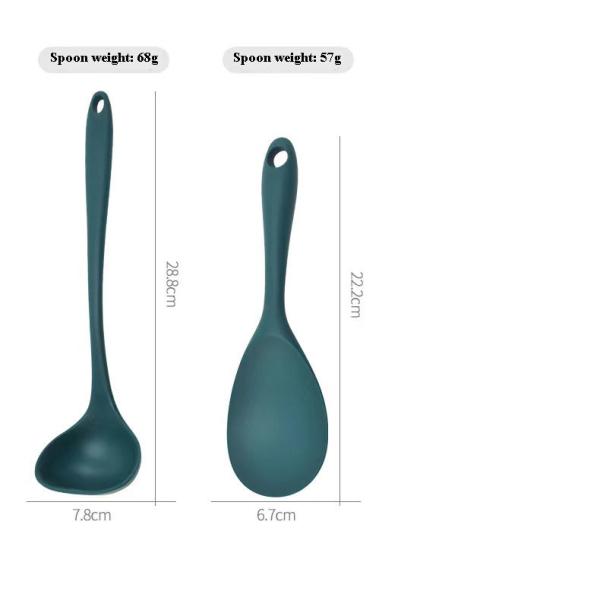 Wholesale Food Grade Soft Green Heat-Resistant Tableware Non Stick Pot Kitchen Stir Fry Spatula Leaking Spoon 5piece Set