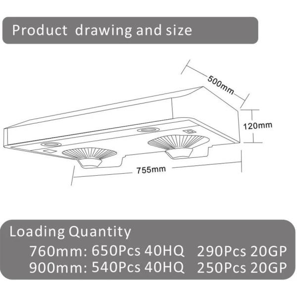 Stainless Steel Slim Kitchen Cabinet Range Hood For Low Ceiling