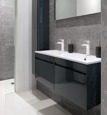 Customizable White Floating Bathroom Vanity with Faux Marble Top in EUROPEAN Design Style