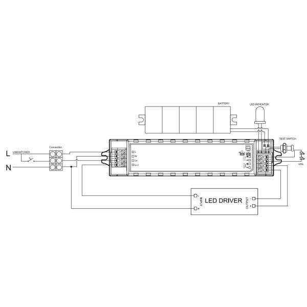 LED Emergency Driver Power 6W Emergency Time 1.5h & External NiCd Battery KE003-06M090NE