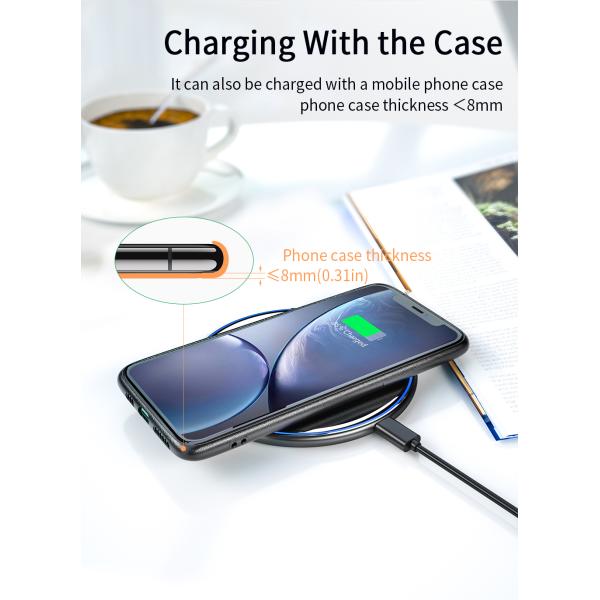 Mirror Desktop Qi Wireless Phone Charger Magnetic 15W With 1m Cable Type-C