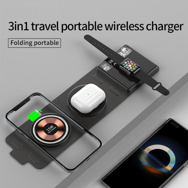 Transparent Portable Folding Fabric 15W Magnetic Qi Wireless Phone Charger For Iphone 14 Pro Max