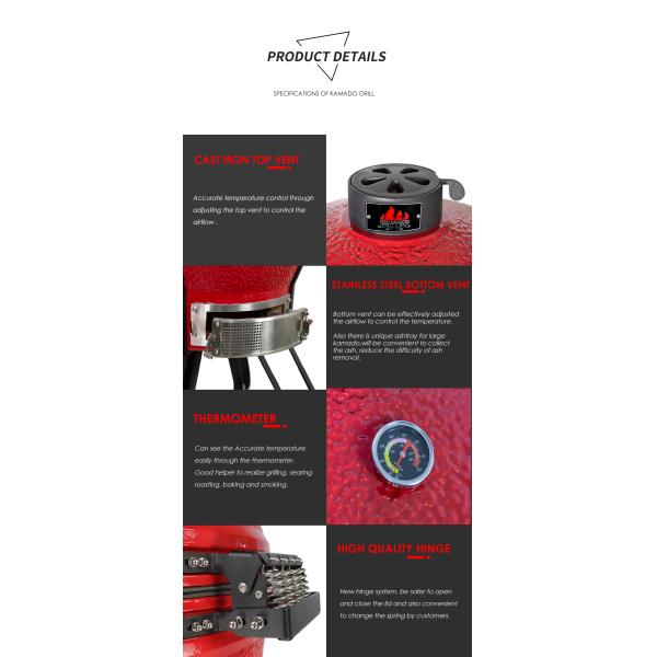 KIMSTONE 28inch Kamado Grill Outdoor Kitchen Midium China Keramik Kamado and Pizza Oven Forno Charcoal Barbecue Grill Parrillera