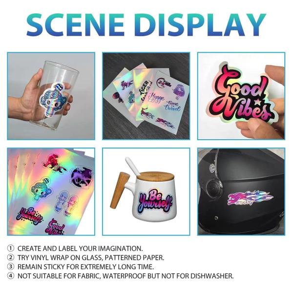Customizable Label Printing Inkjet Print Holographic Self-adhesive Film PP Cold Transparent Holographic Lamination Film