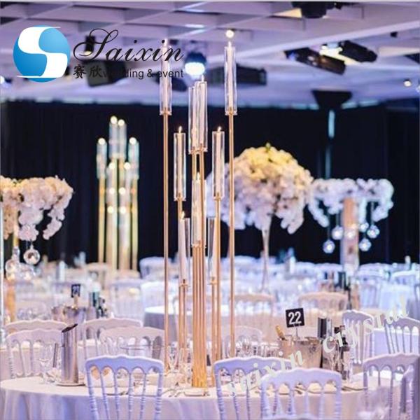 9 Arms Tall Luxury Clear Crystal Candle Holder For Dining Table Wedding Centerpiece Home Decor