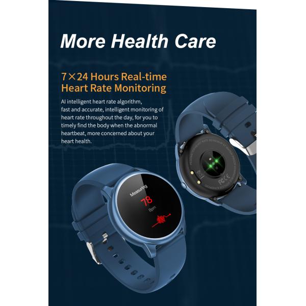 Silicon BT 5.0 Sedentary Reminder Watch , STK8321 Round Face Smartwatch For Iphone