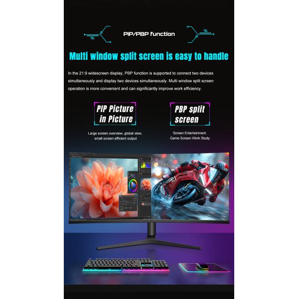 400cd/M2 34 Inch Gaming Monitor 1900R Curve Nano Panel 3440x1440 4K UHD Computer Monitor