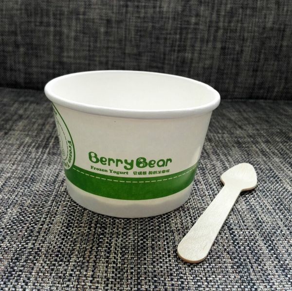 China Disposable Ice Cream Cups With Lid And Spoon , Custom Printed Ice Cream Cups wholesale