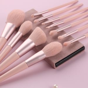 China Lovely Pink Travel Makeup Brushes Set 11pcs Synthetic Hair Smooth wholesale