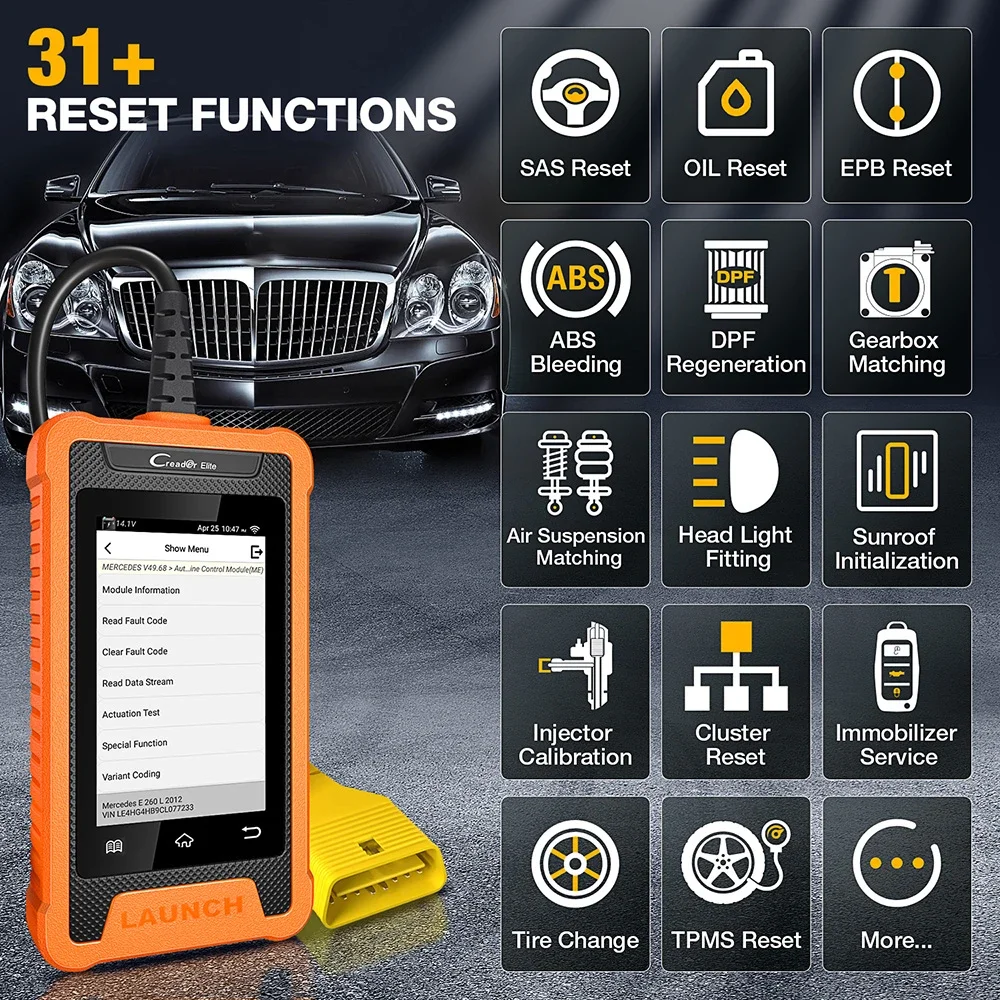 LAUNCH X431 Elite Car Full System Diagnostic Tools Auto OBD OBD2 Scanner Active Test ECU Coding Multilingual Free Update