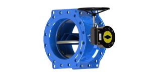 China Rubber Seat Blue Double Flanged Butterfly Valve Carbon Steel Base Available wholesale