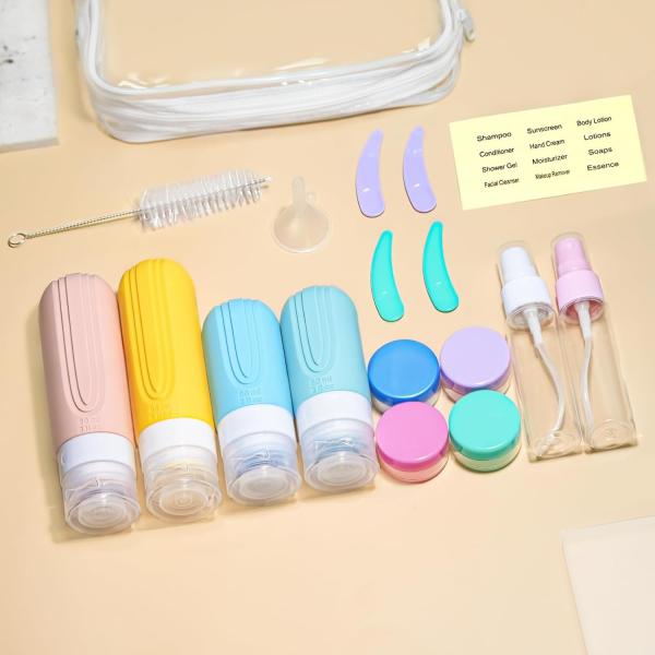 TSA-Approved Silicone Travel Bottle Set with Wide Mouth Design Compact and BPA-Free for Hassle-Free Travel