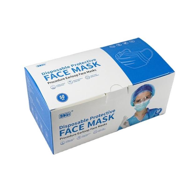 Quality ISO14001 CMYK Face Mask Medical Box Packaging , PMS Disposable Face Mask Box for sale