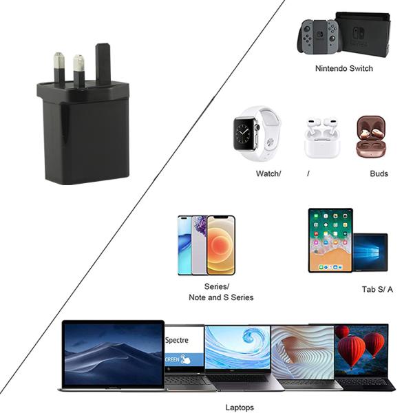 65W GaN USB-C PD Charger with UK Plug for Laptops & Phones