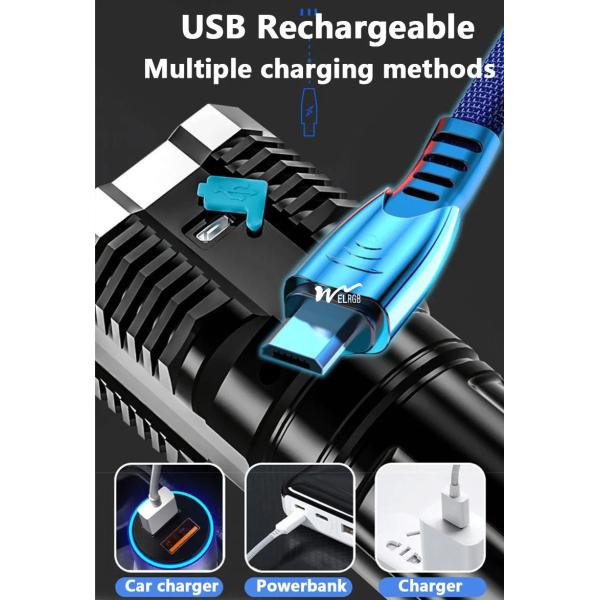 1000 Lumens 4led Rechargeable Cob Flashlight Multifunctional Led Flashlight