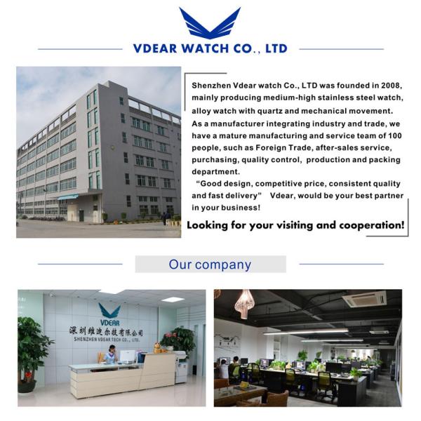 Water Resistant Luxury Stainless Steel Wrist Watch With Leather Band