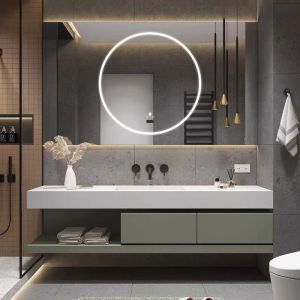 Plywood Bathroom Vanity Units , slate Countertop Floating Vanity Cabinet
