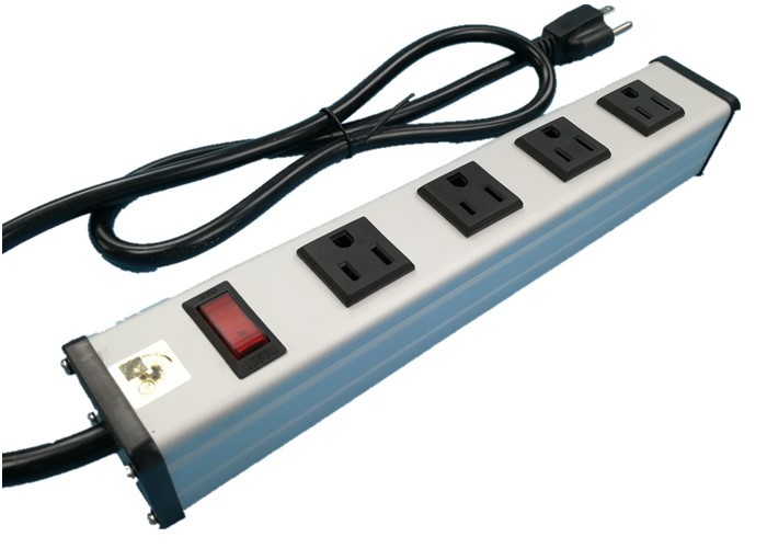 China Metal 4 Way Multi Outlet Power Strip With On Off Switch For Workshop / Office wholesale
