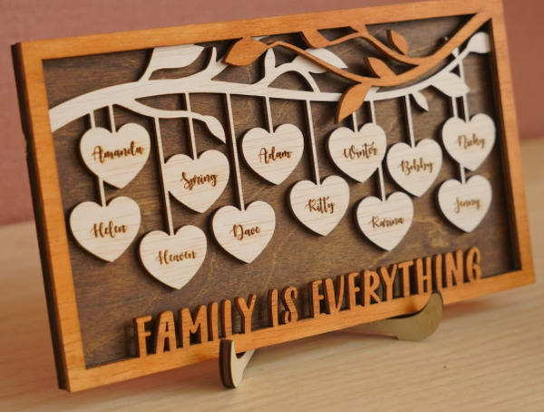 Personalized Wooden Family Tree Frames Meaningful Gift Personalized Sign Bedroom Decor Wood Wall